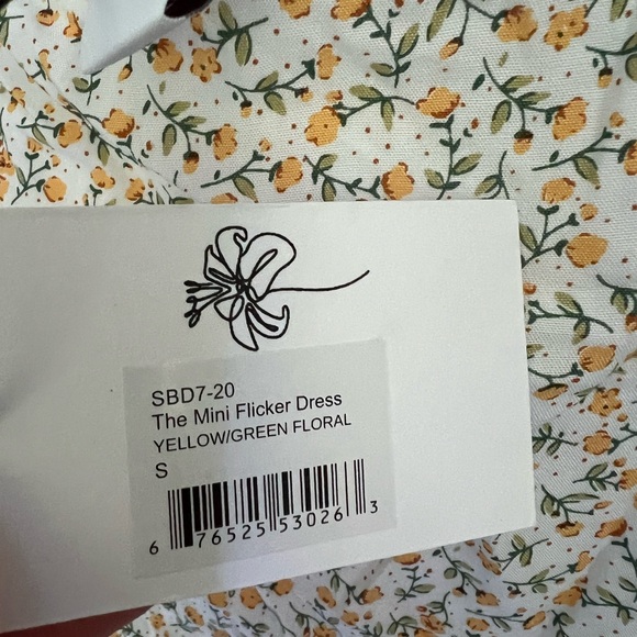 NWT Sokie Collective Mini Flicker Yellow and Green Floral Dress Size: Small - Picture 5 of 8